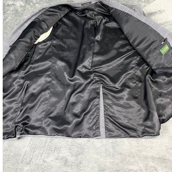 Lauren Ralph Lauren Blazer 52R Gray Windowpane Plaid Silk Wool Sport Coat Jacket - Picture 6 of 13